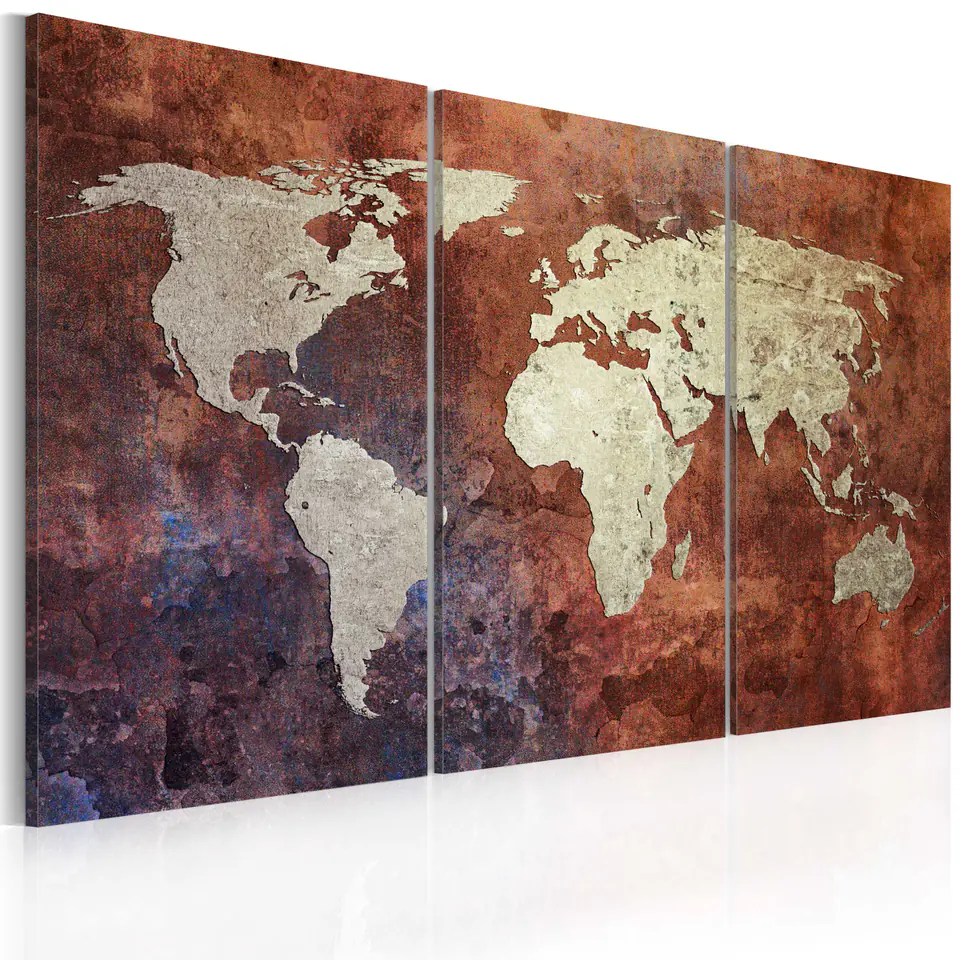 ⁨Picture - Rusty World Map - triptych (size 90x60)⁩ at Wasserman.eu