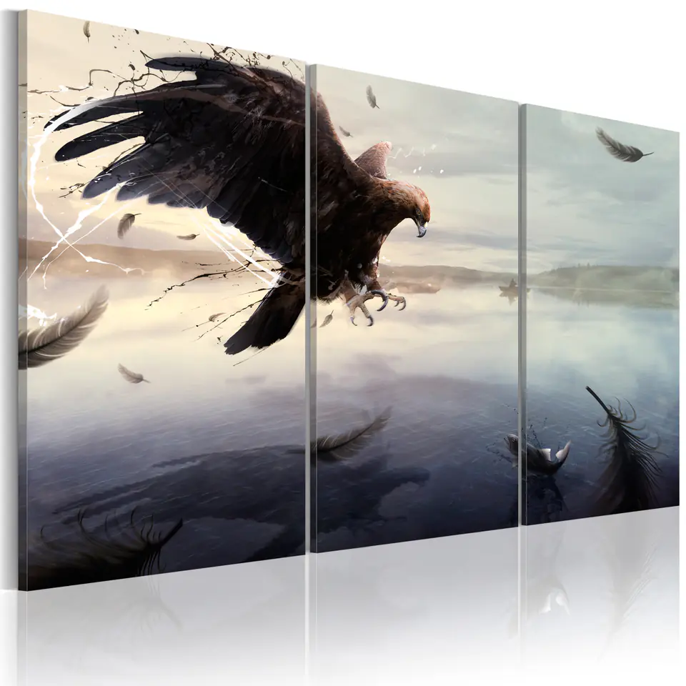 ⁨Painting - Eagle on the surface of the lake (size 90x60)⁩ at Wasserman.eu