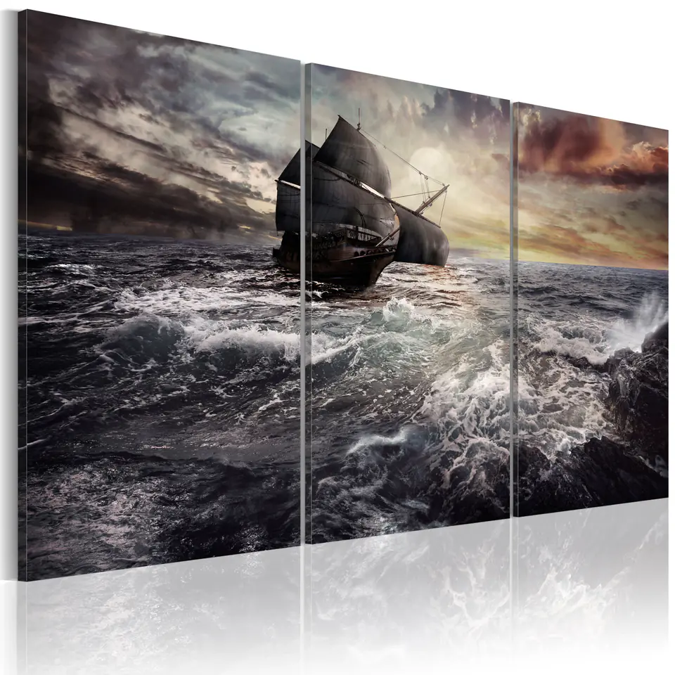 ⁨Picture - Lonely ship on the high seas (size 90x60)⁩ at Wasserman.eu