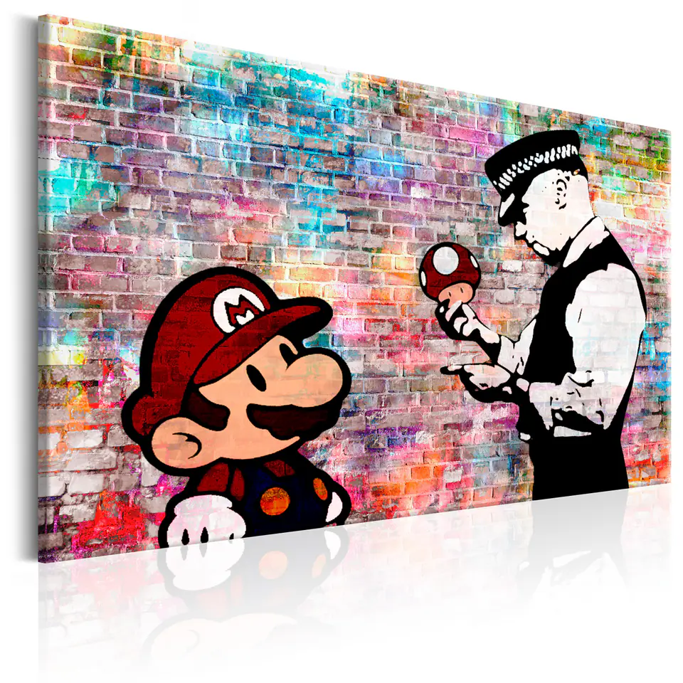 ⁨Obraz - Banksy: Kolorowa cegła (rozmiar 90x60, wykończenie Premium Print)⁩ w sklepie Wasserman.eu