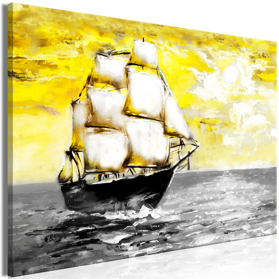 ⁨Obraz - Wiosenny rejs (1-częściowy) szeroki żółty (rozmiar 60x40, wykończenie Premium Print)⁩ w sklepie Wasserman.eu