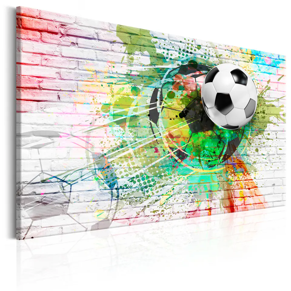 ⁨Obraz - Kolorowy sport (Piłka nożna) (rozmiar 90x60, wykończenie Standard)⁩ w sklepie Wasserman.eu
