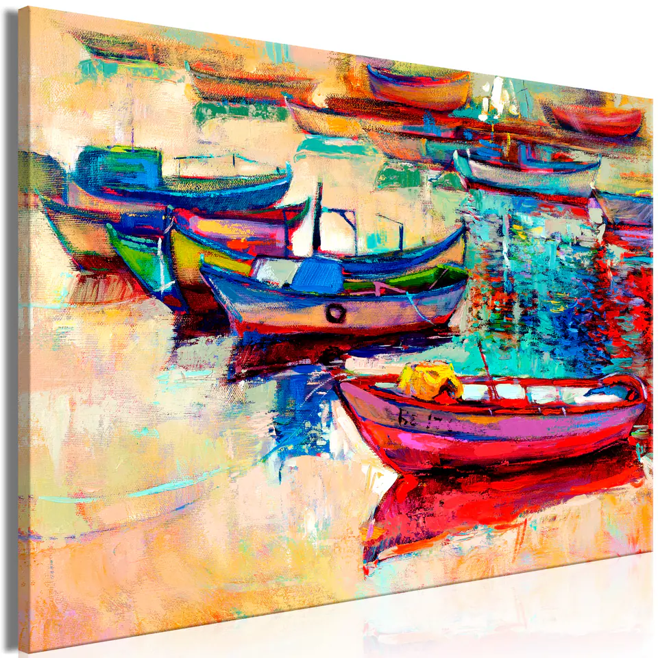 ⁨Obraz - Łodzie (1-częściowy) szeroki (rozmiar 120x80, wykończenie Standard)⁩ w sklepie Wasserman.eu