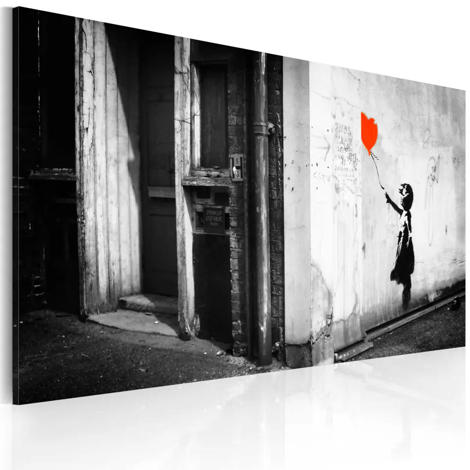 ⁨Obraz - Dziewczynka z balonikiem (Banksy) (rozmiar 60x40, wykończenie Na płótnie włoskim)⁩ w sklepie Wasserman.eu