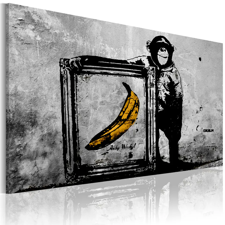 ⁨Obraz - Zainspirowane Banksym - black and white (rozmiar 30x20, wykończenie Premium Print)⁩ w sklepie Wasserman.eu