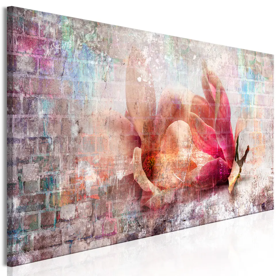 ⁨Obraz - Kolorowe magnolie (1-częściowy) wąski (rozmiar 135x45, wykończenie Premium Print)⁩ w sklepie Wasserman.eu