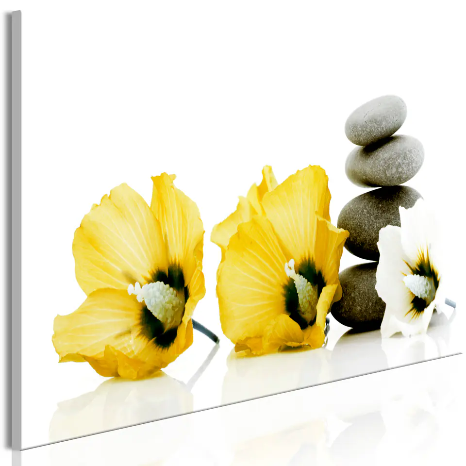 ⁨Obraz - Spokojne malwy (1-częściowy) wąski żółty (rozmiar 135x45, wykończenie Premium Print)⁩ w sklepie Wasserman.eu