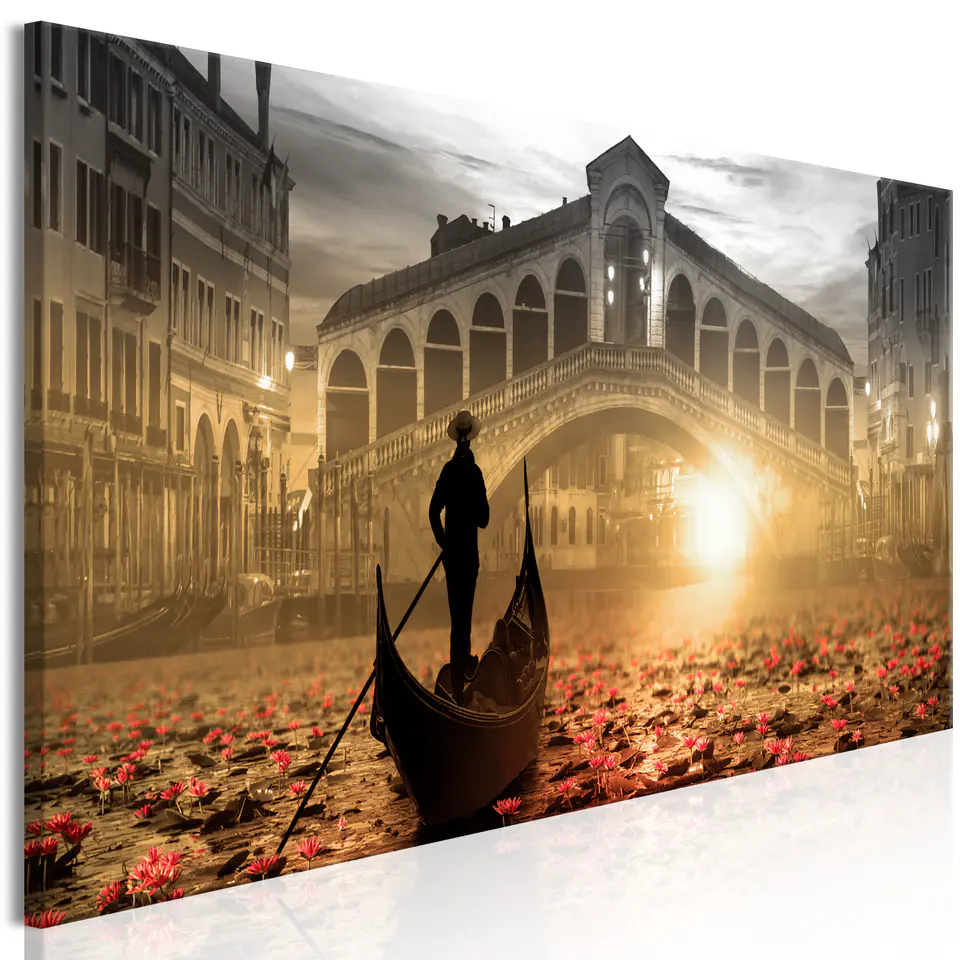 ⁨Obraz - Magiczna Wenecja (1-częściowy) wąski pomarańczowy (rozmiar 150x50, wykończenie Premium Print)⁩ w sklepie Wasserman.eu