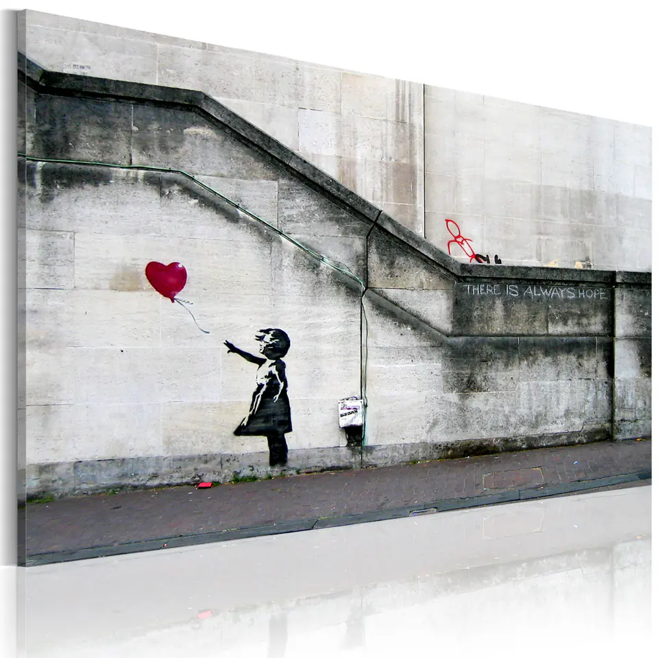 ⁨Obraz - Zawsze jest nadzieja (Banksy) (rozmiar 120x80, wykończenie Na płótnie włoskim)⁩ w sklepie Wasserman.eu