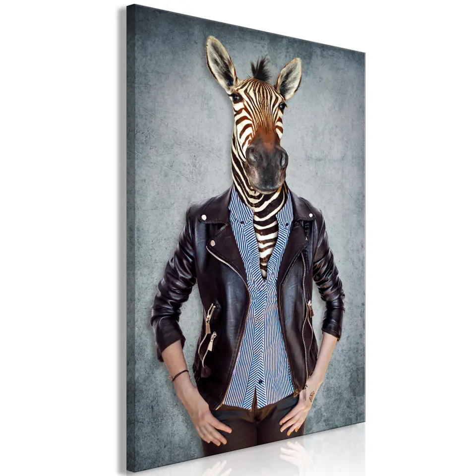 ⁨Obraz - Zebra Ewa (1-częściowy) pionowy (rozmiar 20x30, wykończenie Na płótnie włoskim)⁩ w sklepie Wasserman.eu
