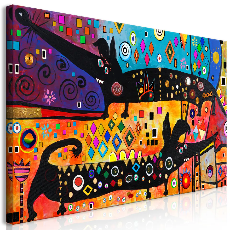 ⁨Obraz - Ekstrawaganckie pieski (1-częściowy) szeroki (rozmiar 120x60, wykończenie Premium Print)⁩ w sklepie Wasserman.eu