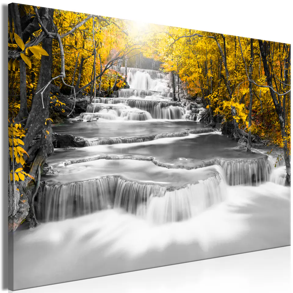 ⁨Obraz - Kaskada myśli (1-częściowy) szeroki żółty (rozmiar 120x80, wykończenie Premium Print)⁩ w sklepie Wasserman.eu