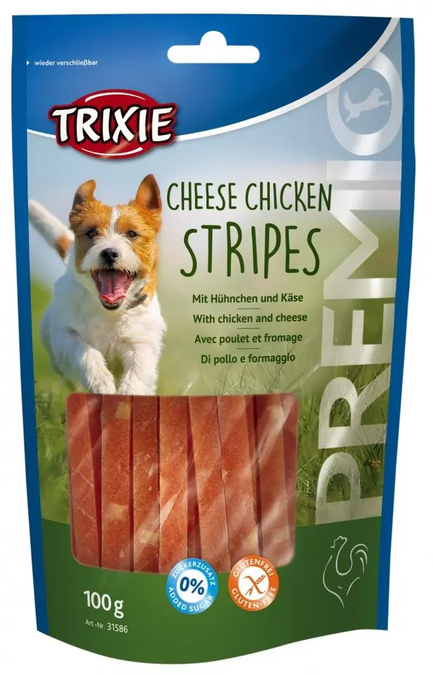 ⁨TRIXIE Premio Stripes Kurczak z serem  - przysmak dla psa - 100 g⁩ w sklepie Wasserman.eu