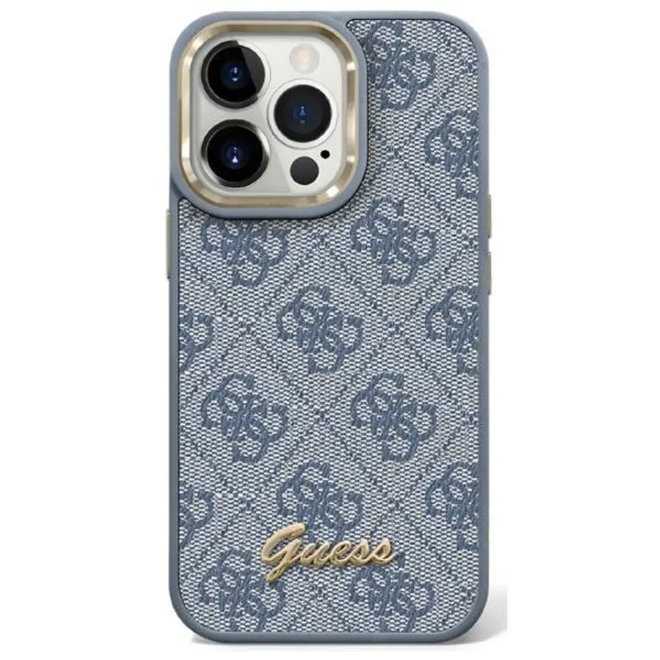 ⁨Guess GUHCP14LHG4SHB iPhone 14 Pro 6,1" blue/blue hard case 4G Vintage Gold Logo⁩ at Wasserman.eu