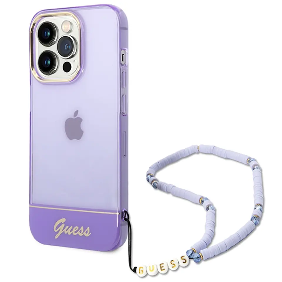 ⁨Guess GUHCP14LHGCOHU iPhone 14 Pro 6,1" purple/purple hardcase Translucent Pearl Strap⁩ at Wasserman.eu