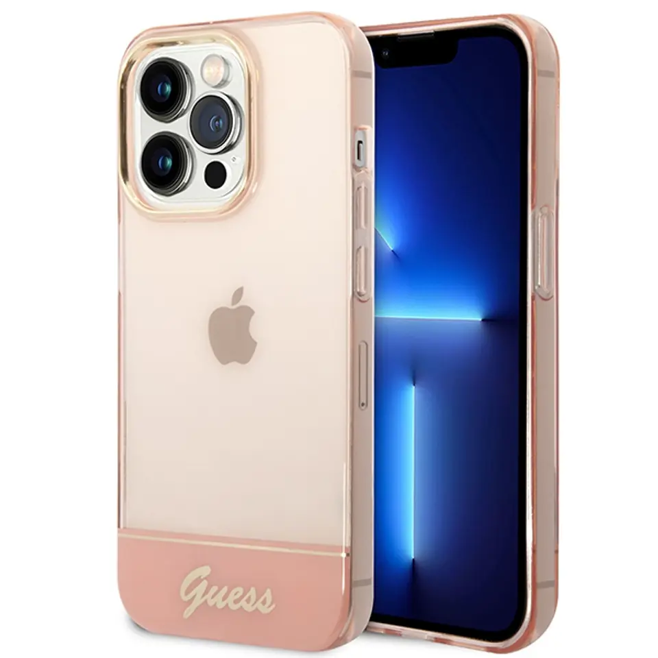 ⁨Guess GUHCP14XHGCOP iPhone 14 Pro Max 6,7" pink/pink hardcase Translucent⁩ at Wasserman.eu