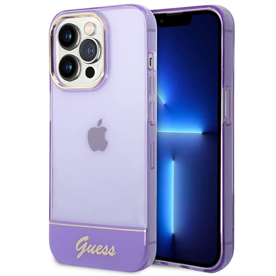 ⁨Original Case IPHONE 14 PRO MAX Guess Hardcase Translucent purple⁩ at Wasserman.eu