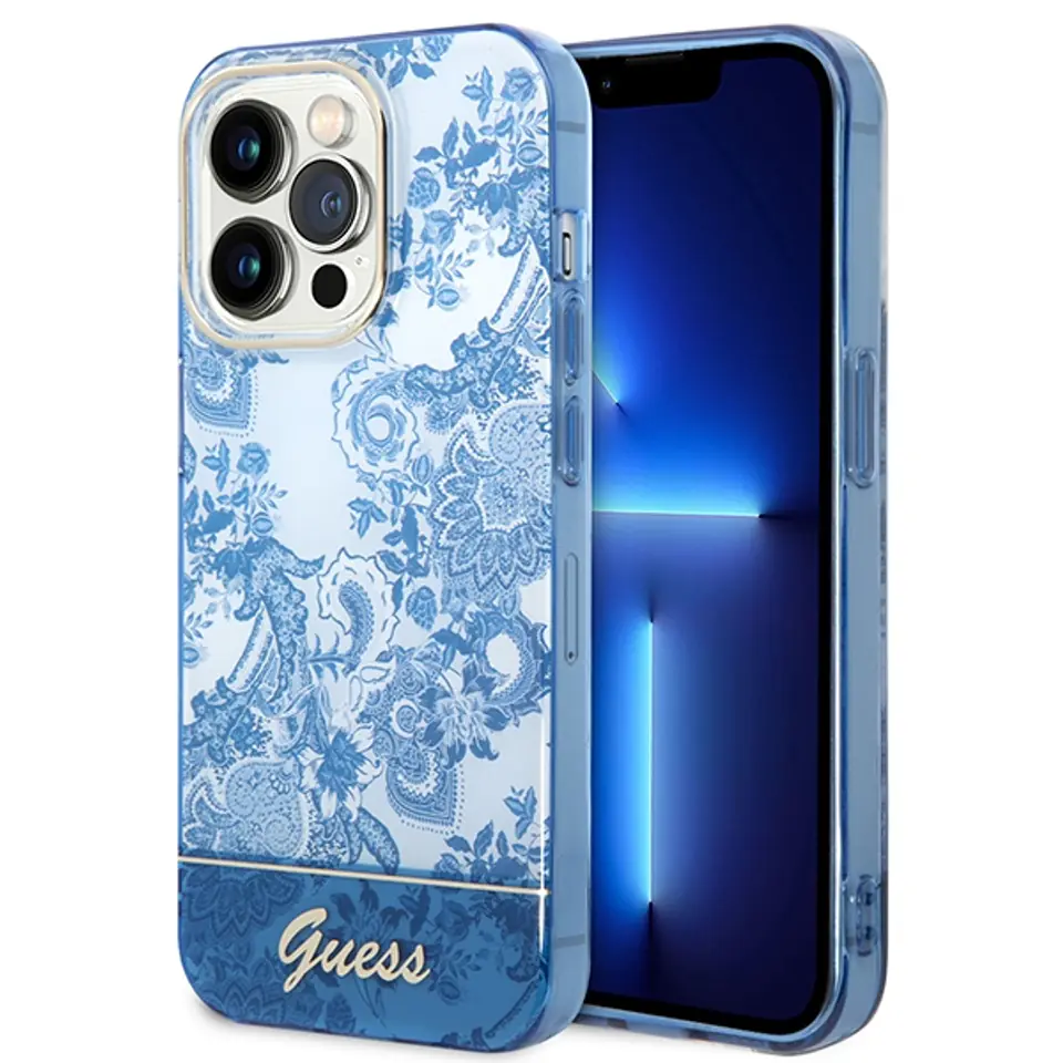 ⁨Guess GUHCP14XHGPLHB iPhone 14 Pro Max 6,7" blue/blue hardcase Porcelain Collection⁩ at Wasserman.eu