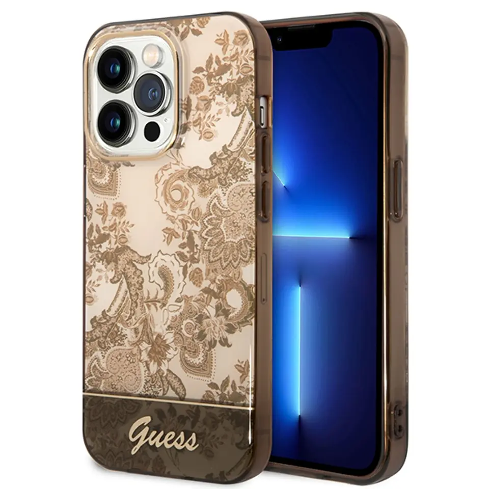 ⁨Guess GUHCP14XHGPLHC iPhone 14 Pro Max 6,7" ochre hardcase Porcelain Collection⁩ w sklepie Wasserman.eu