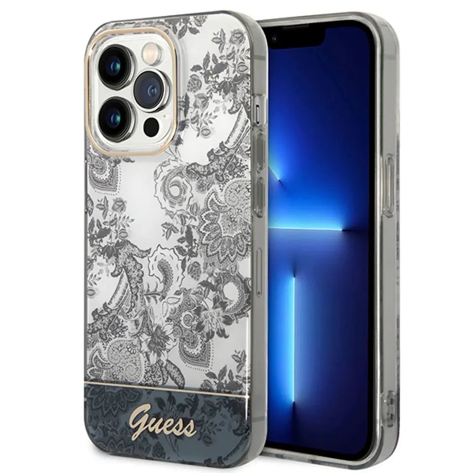 ⁨Guess GUHCP14XHGPLHG iPhone 14 Pro Max 6,7" szary/grey hardcase Porcelain Collection⁩ w sklepie Wasserman.eu