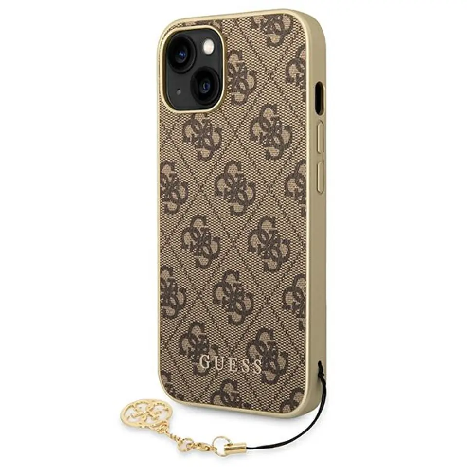 ⁨Guess GUHCP14MGF4GBR iPhone 14 Plus 6,7" brązowy/brown hardcase 4G Charms Collection⁩ w sklepie Wasserman.eu