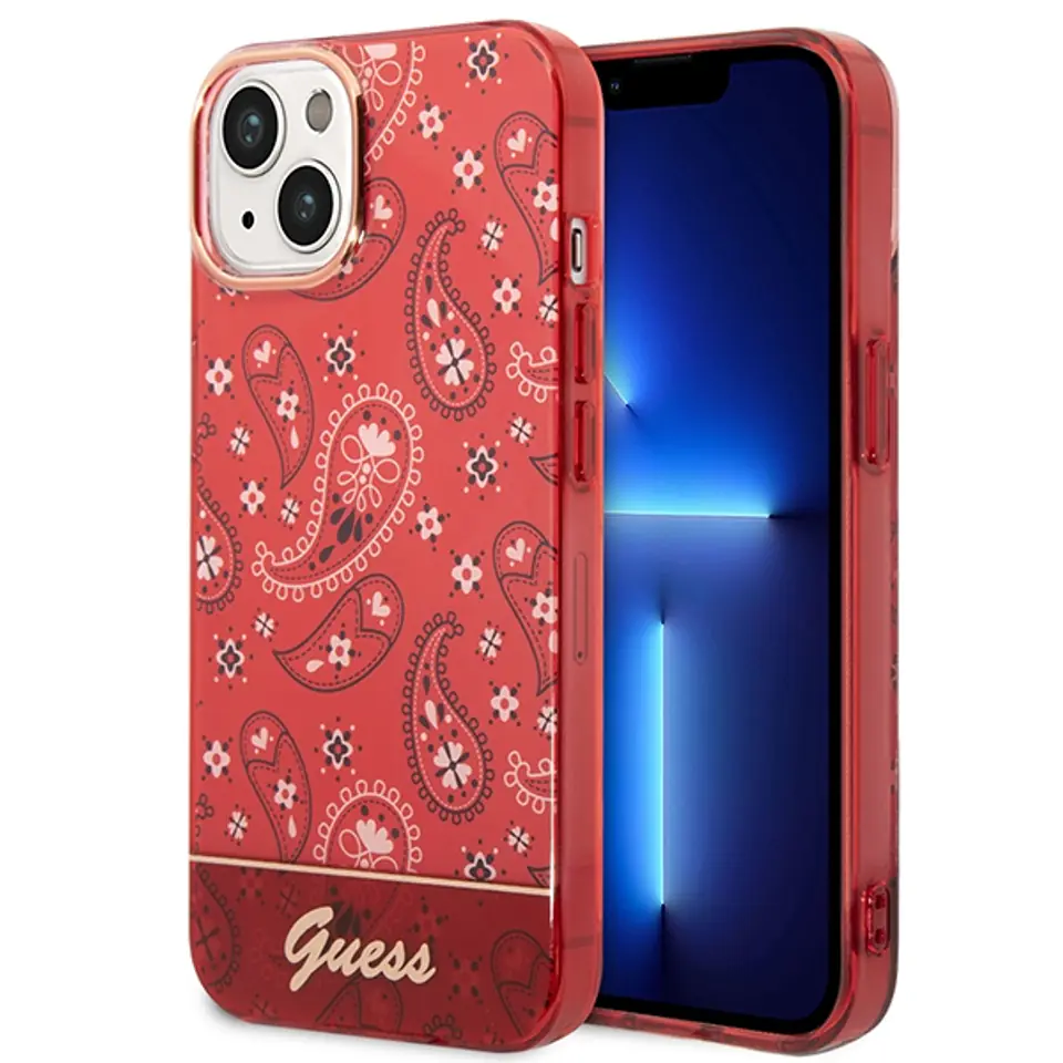 ⁨Guess GUHCP14MHGBNHR iPhone 14 Plus 6,7" czerwony/red hardcase Bandana Paisley⁩ w sklepie Wasserman.eu