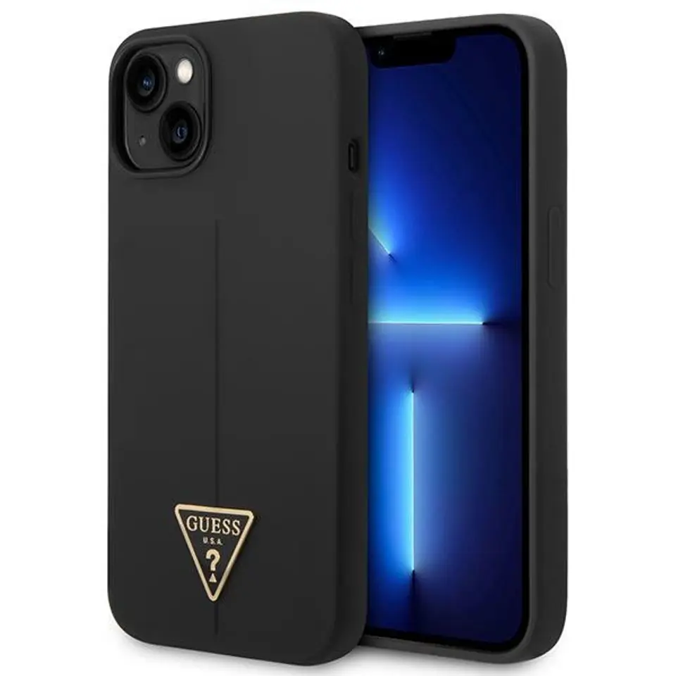 ⁨Guess GUHCP14MSLTGK iPhone 14 Plus 6,7" czarny/black hardcase Silicone Triangle⁩ w sklepie Wasserman.eu