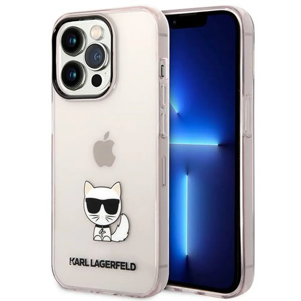 ⁨Karl Lagerfeld KLHCP14LCTTRI iPhone 14 Pro 6,1" hardcase pink/pink Transparent Choupette Body⁩ at Wasserman.eu