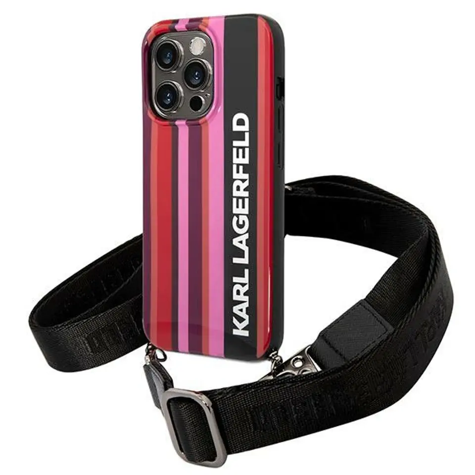 ⁨Karl Lagerfeld KLHCP14XSTSTP iPhone 14 Pro Max 6,7" hardcase różowy/pink Color Stripes Strap⁩ w sklepie Wasserman.eu