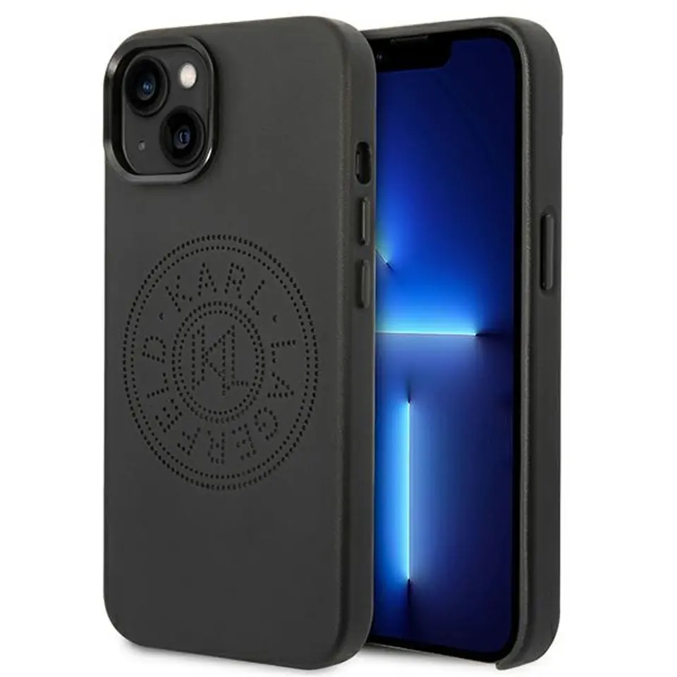 ⁨Karl Lagerfeld KLHCP14MFWHK iPhone 14 Plus 6,7" hardcase black/black Leather Perforated Logo⁩ at Wasserman.eu