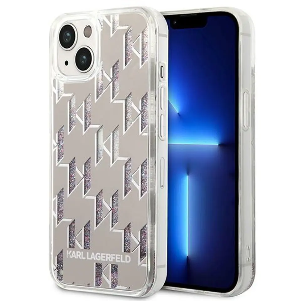 ⁨Karl Lagerfeld KLHCP14MLMNMS iPhone 14 Plus 6,7" hardcase silver/silver Liquid Glitter Monogram⁩ at Wasserman.eu