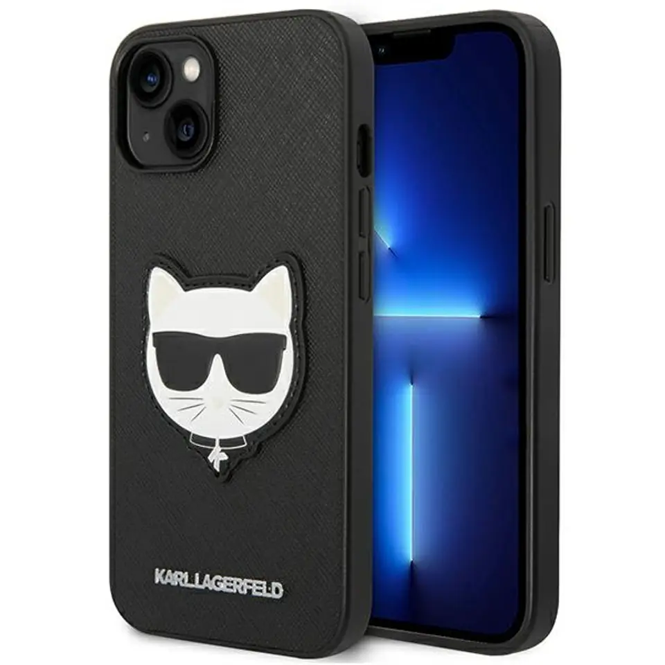 ⁨Karl Lagerfeld KLHCP14MSAPCHK iPhone 14 Plus 6,7" hardcase black/black Saffiano Choupette Head Patch⁩ at Wasserman.eu