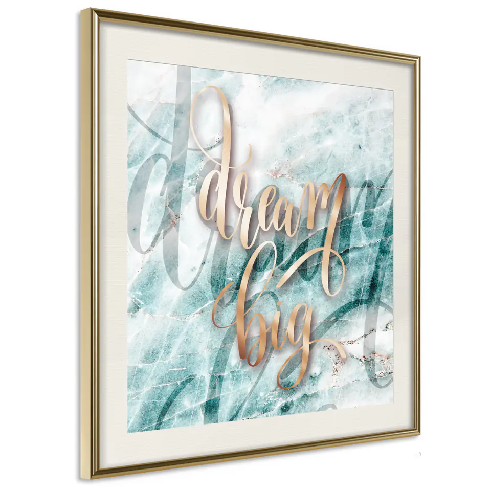 ⁨Poster - Dream Big (square) (size 20x20, finish Gold frame with passe-partout)⁩ at Wasserman.eu