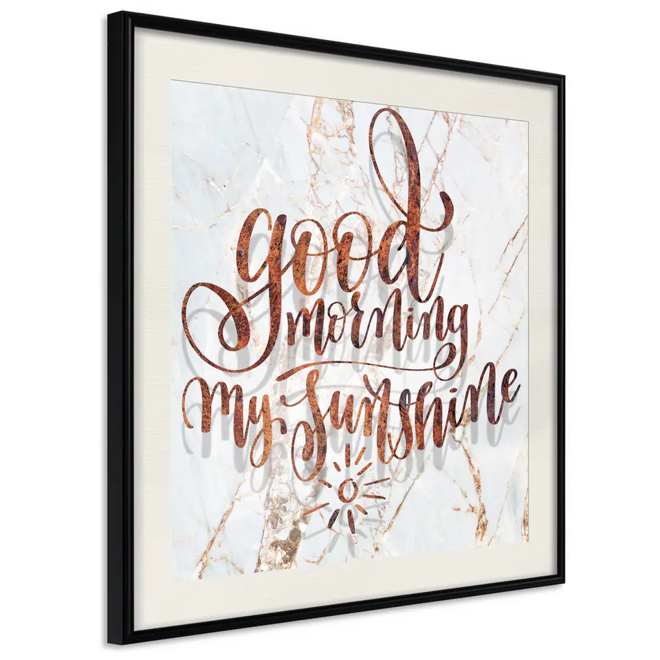 ⁨Plakat - Good morning my sunshine (kwadratowy) [Poster] (rozmiar 50x50, wykończenie Rama czarna z passe-partout)⁩ w sklepie Wasserman.eu