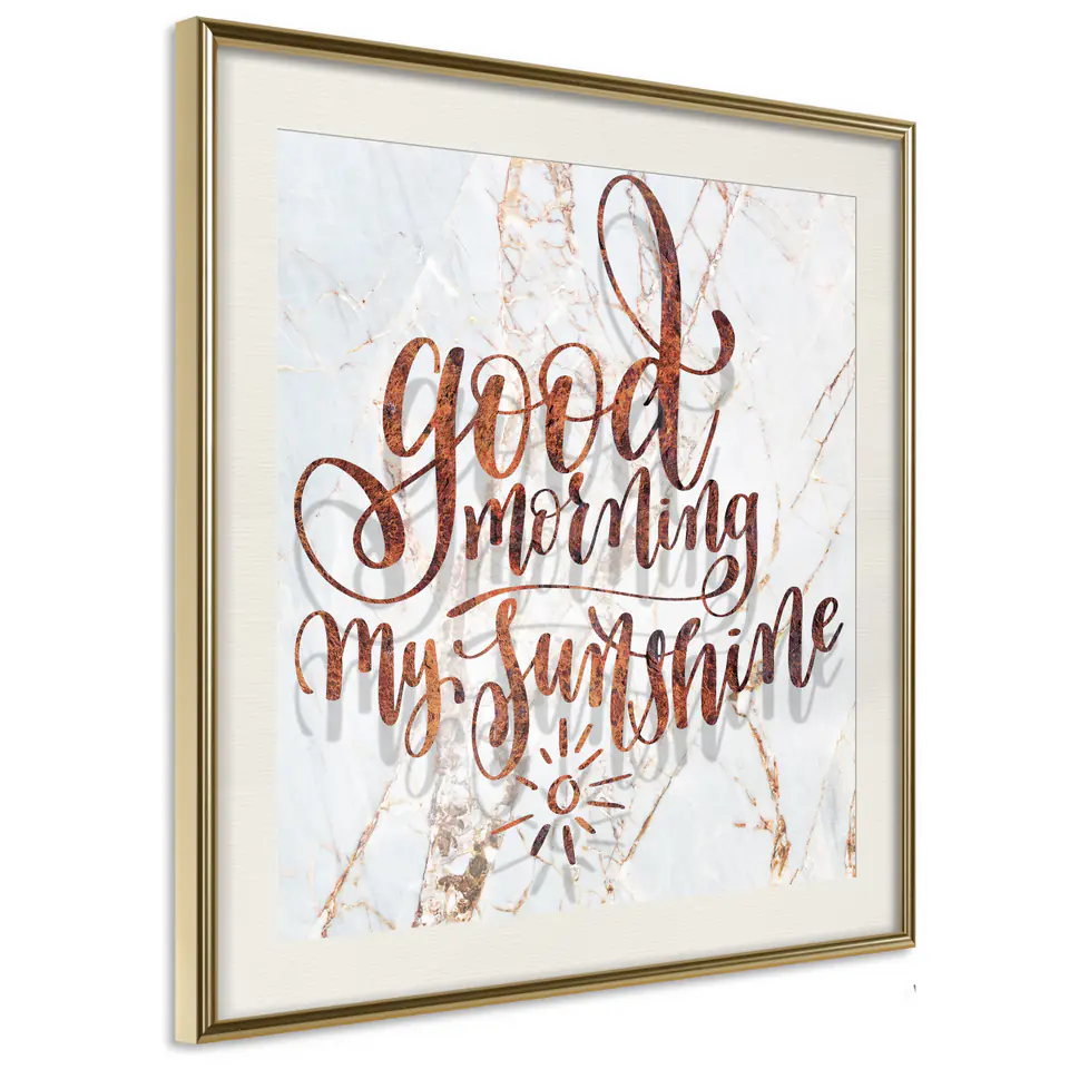 ⁨Plakat - Good morning my sunshine (kwadratowy) [Poster] (rozmiar 20x20, wykończenie Rama złota z passe-partout)⁩ w sklepie Wasserman.eu