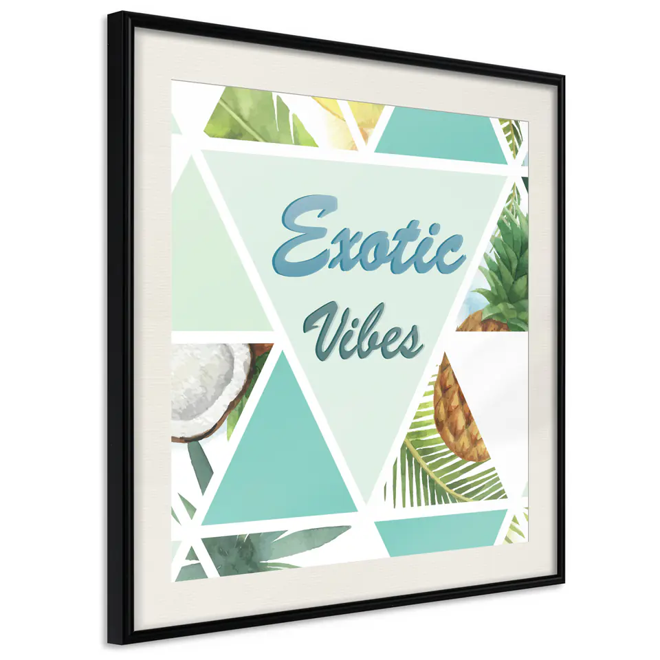⁨Poster - Tropical mosaic (square) (size 20x20, finish Black frame with passe-partout)⁩ at Wasserman.eu