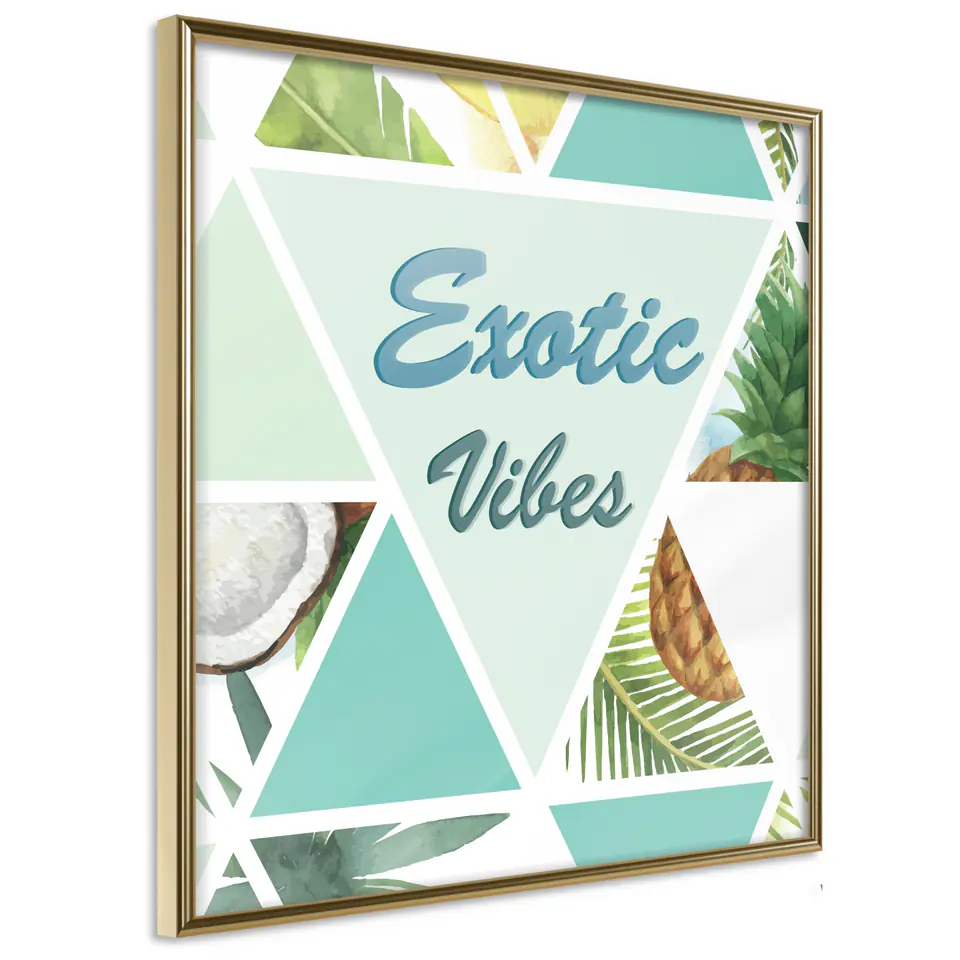 ⁨Poster - Tropical mosaic (square) (size 20x20, finish Gold frame)⁩ at Wasserman.eu