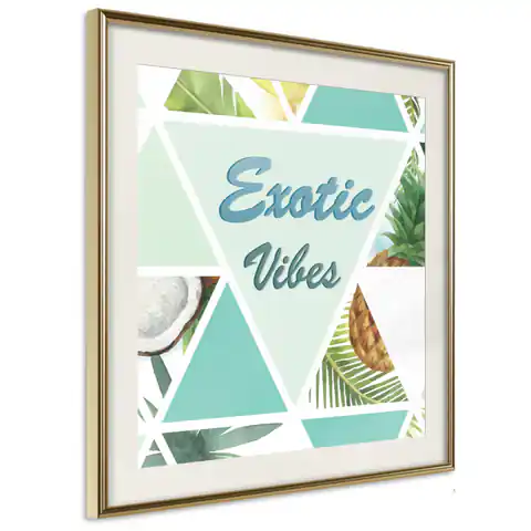 ⁨Poster - Tropical mosaic (square) (size 20x20, finish Gold frame with passe-partout)⁩ at Wasserman.eu