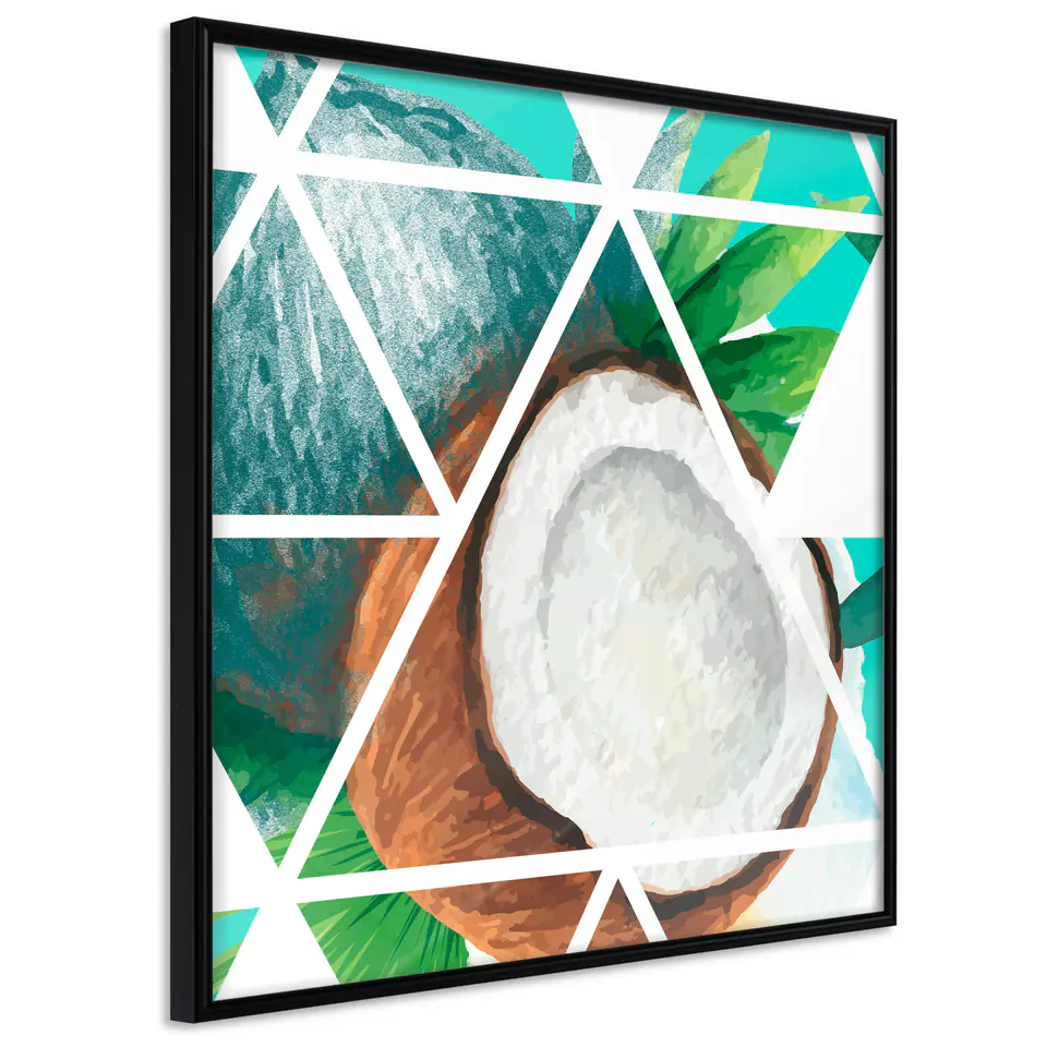 ⁨Plakat - Kokos (kwadratowy) [Poster] (rozmiar 20x20, wykończenie Rama czarna)⁩ w sklepie Wasserman.eu