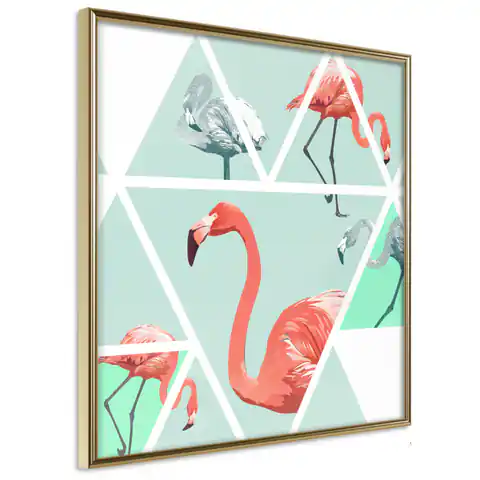 ⁨Plakat - Geometryczne flamingi - kwadrat [Poster]⁩ w sklepie Wasserman.eu
