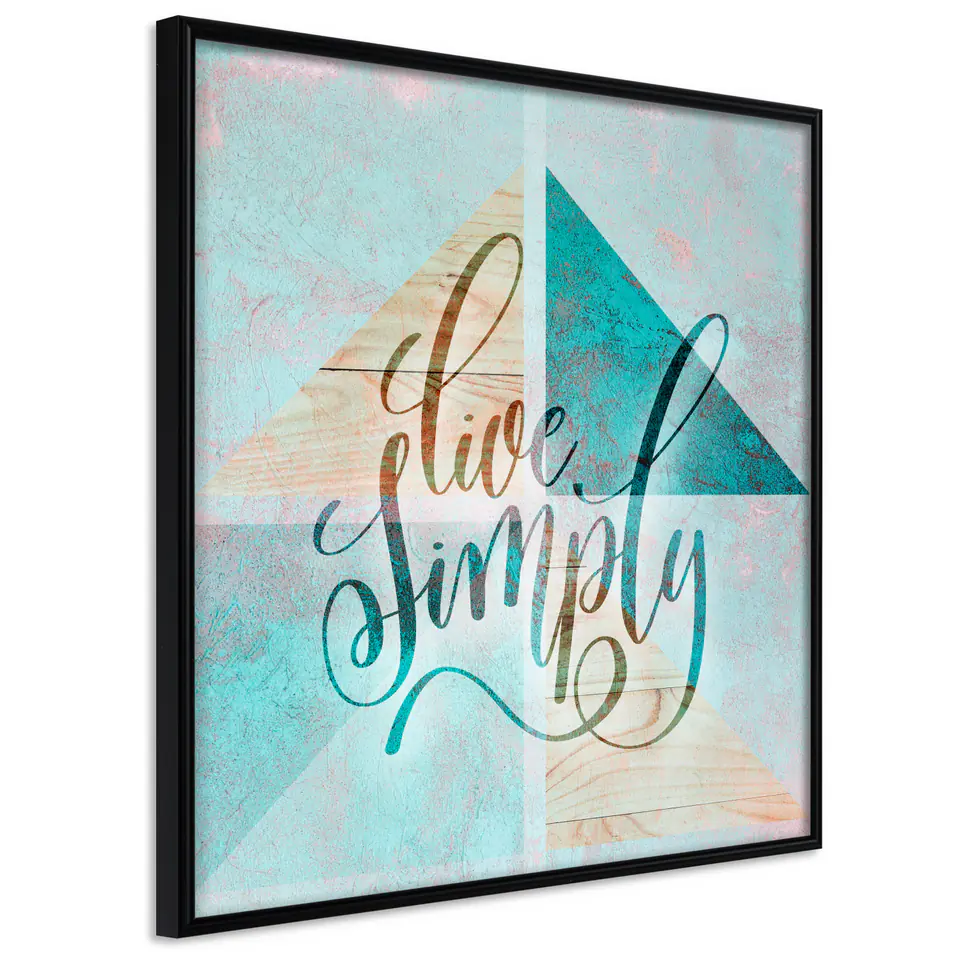 ⁨Plakat - Live simply (kwadrat) [Poster] (rozmiar 30x30, wykończenie Rama czarna)⁩ w sklepie Wasserman.eu