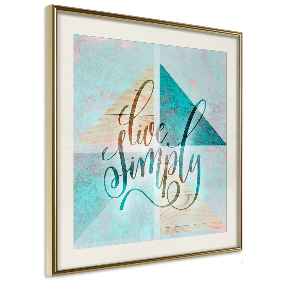 ⁨Poster - Choose simplicity (square) (size 20x20, finish Gold frame with passe-partout)⁩ at Wasserman.eu