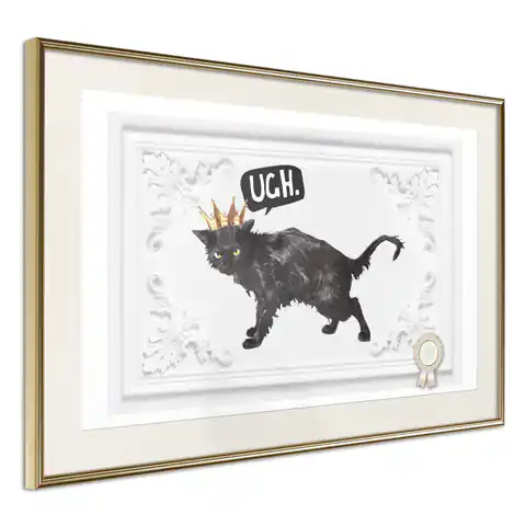 ⁨Plakat - Kot w koronie [Poster] (rozmiar 90x60, wykończenie Rama złota z passe-partout)⁩ w sklepie Wasserman.eu