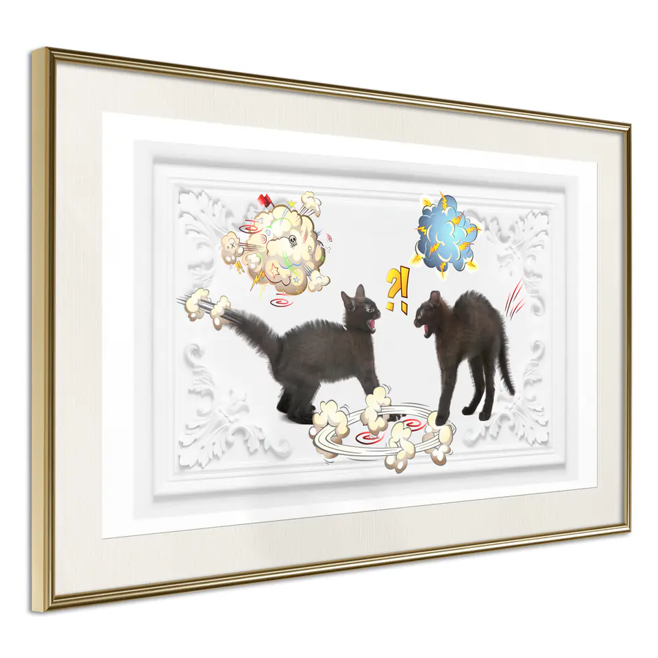 ⁨Poster - Darcie kotów (size 45x30, finish Gold frame with passe-partout)⁩ at Wasserman.eu