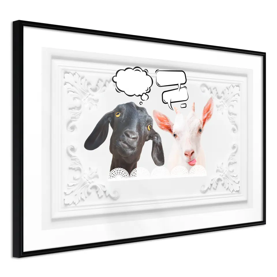 ⁨Poster - Conversation of two goats (size 30x20, finish Frame black)⁩ at Wasserman.eu