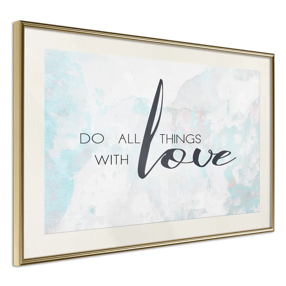 ⁨Poster - With love (size 30x20, finish Gold frame with passe-partout)⁩ at Wasserman.eu