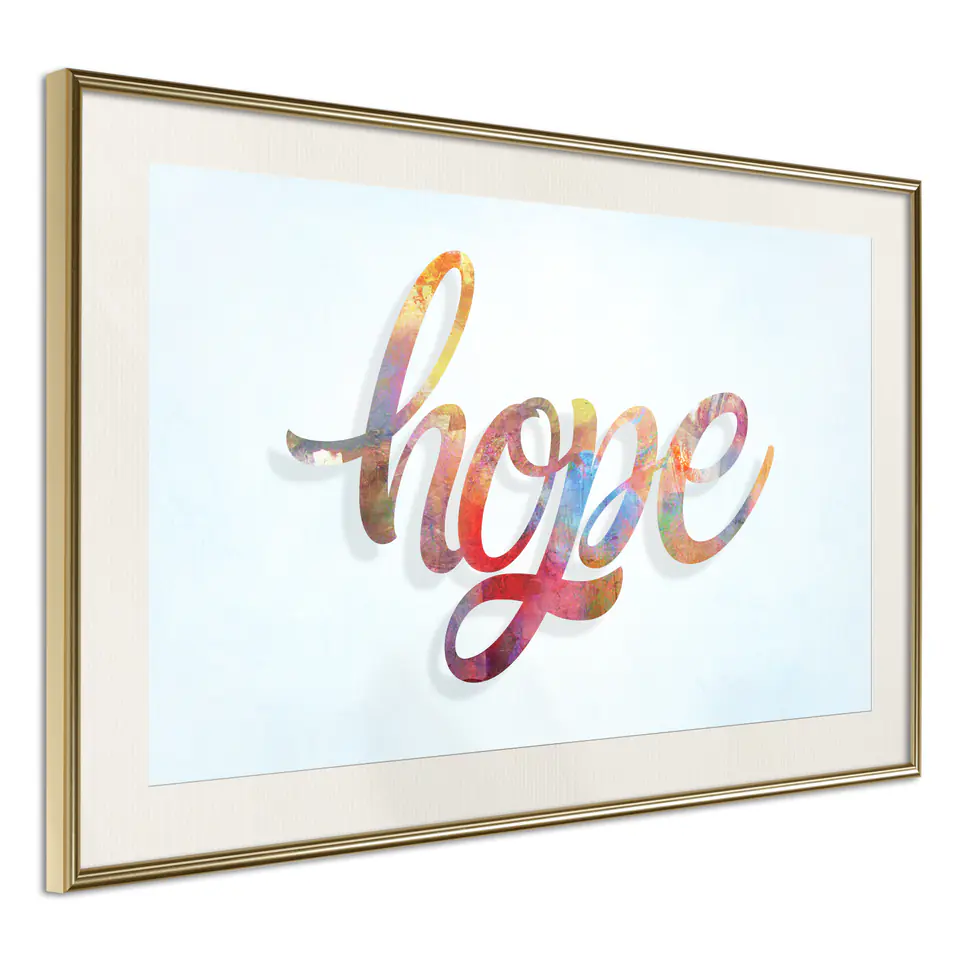 ⁨Poster - Colorful Hope (size 30x20, finish Gold frame with passe-partout)⁩ at Wasserman.eu