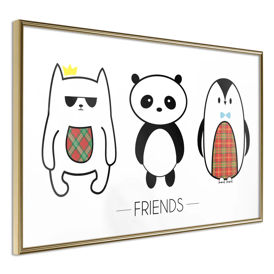 ⁨Poster - Buddies (size 60x40, finish Gold frame)⁩ at Wasserman.eu