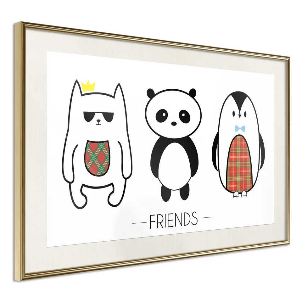⁨Poster - Buddies (size 45x30, finish Gold frame with passe-partout)⁩ at Wasserman.eu