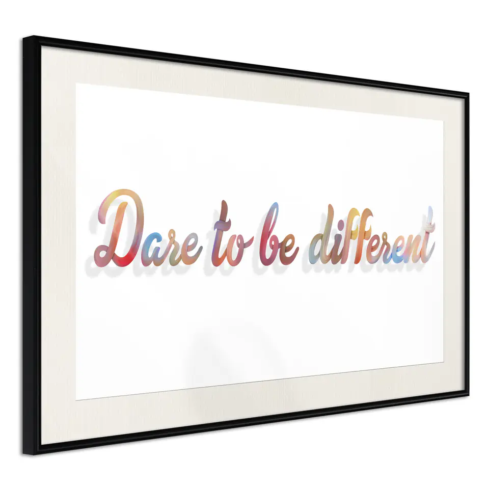 ⁨Plakat - Dare to be different [Poster] (rozmiar 45x30, wykończenie Rama czarna z passe-partout)⁩ w sklepie Wasserman.eu